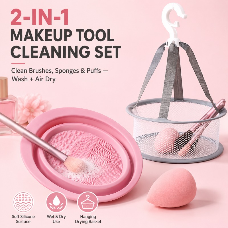 Beauty Makeup Brushes - Силиконовая чаша 2-в-1 для чистки кистей