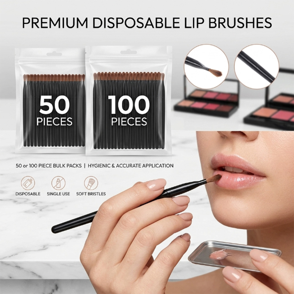 Beauty Makeup Brushes - Набор одноразовых кистей для губ (50/100